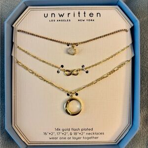 ✨ Unwritten Gold Necklace Trio – Infinity & Circle Charms | NWT ✨